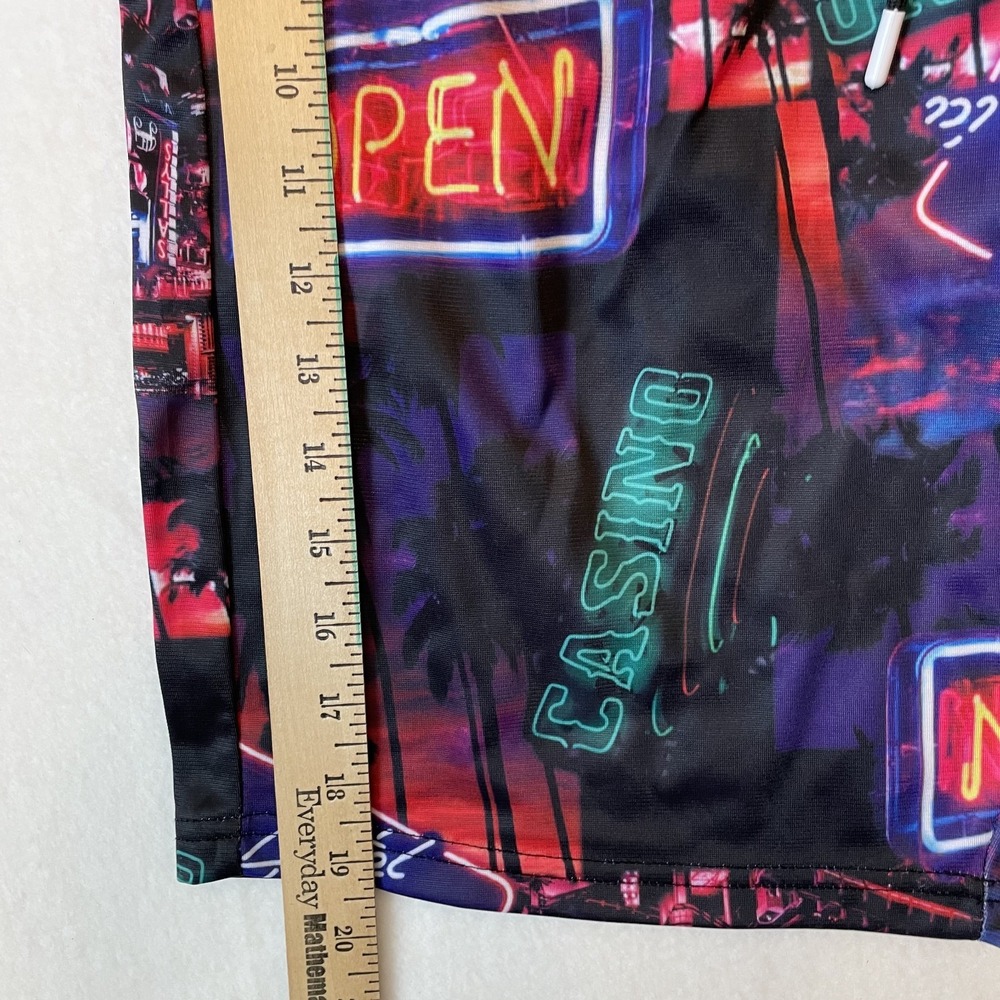 Fresh Prints of Bel Air Mens Draw String Neon Sign Print Multi Colored Shorts, M - Picture 4 of 6